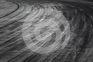 Abstract background black tire tracks on cement road, Tire trace