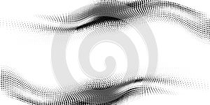Abstract background with black and white halftone dotted border. Technology halfton mesh wave backdrop. Dots grid photo