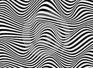 Abstract background of black and white stripe line pattern wavy design