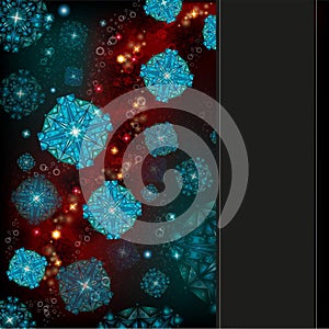 Abstract background with blue graphic crystall flower