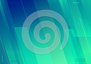 Abstract background blue and green gradient diagonal stripes with geometric elements technology style