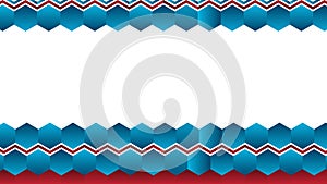 Abstract Background Blue Hexagonal Pattern Border with White and Red Elements