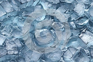 Abstract background of blue ice cubes, close-up, macro