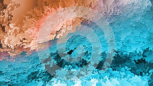 Abstract background, blue and orange layers of flakes, sky and earth, imitation of mountains or cave, warm-cold, natural