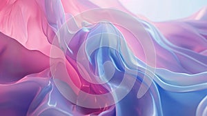 abstract background with blue and pink silk or satin texture, 3d render illustration