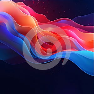 abstract background with blue, red and orange wavy lines. vector illustration