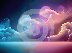 Abstract Background with Blue Sky and Clouds - 3D Render Illustration - AI generated