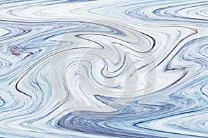 Abstract background from blue and white color tone marble texture with twirl and curve effect filtered. Luxury and elegance
