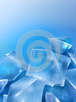 abstract background of blue and white ice cubes, AI Generated