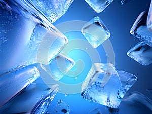 abstract background of blue and white ice cubes, AI Generated