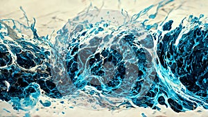 Abstract background blue and white liquid A mixture of colors, waves and curls