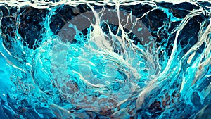 Abstract background blue and white liquid A mixture of colors, waves and curls