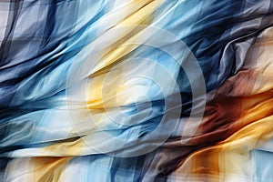 abstract background of blue and yellow fabric with some folds in it generative AI Generative AI
