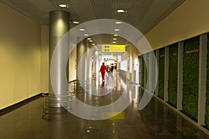 Abstract background. Blurred image of aeroport interior. Out of focus photo of high-tech building