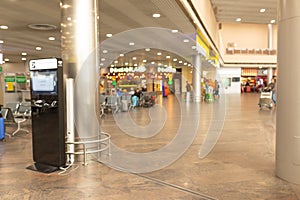 Abstract background. Blurred image of aeroport interior. Out of focus photo of high-tech building