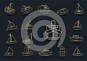 Abstract background of Boat sets,transportation,Gold color,vector illustrations