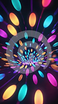 Abstract background with bokeh defocused lights and beams. 3d rendering