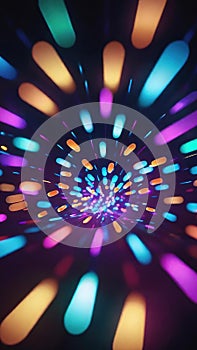 Abstract background with bokeh defocused lights and beams. 3d rendering