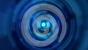 Abstract background of bright blue glowing energy magic radial circles of spiral