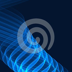 Abstract background. Bright blue lines on the dark blue background. Geometric pattern in blue colors.