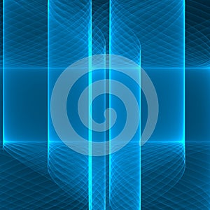 Abstract background. Bright blue lines on the deep blue background. Geometric pattern in blue colors.