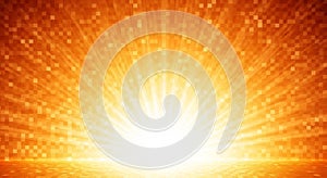 Pixelated Orange Burst Light Explosion Background abstract