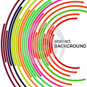 Abstract background with bright rainbow colorful lines. Colored circles with place for your text