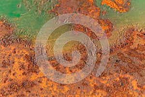 Abstract background with bright traces of rust on metal.