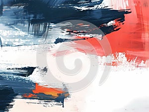 abstract background with brush strokes in blue, red and white colors, Generative AI illustrations