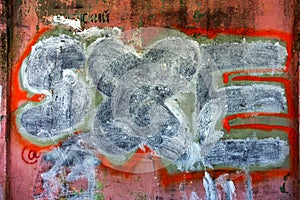 Abstract background of brush strokes on city wall for creative backdrop. Beautiful street art graffiti. Vandal, hooligans have