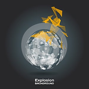 Abstract background with burning sphere on theme digital