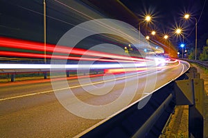 Abstract background of car lights on the road. Night car traffic