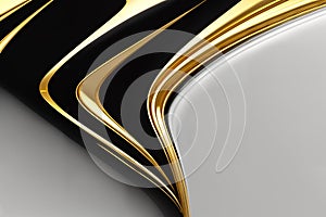 Abstract background with chrome and gold metal textured waves