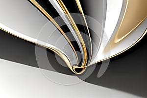 Abstract background with chrome and gold metal textured waves