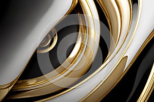 Abstract background with chrome and gold metal textured waves