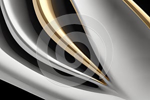 Abstract background with chrome and gold metal textured waves