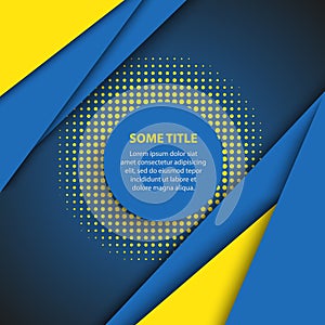 Abstract background with circular halftone in blue yellow design