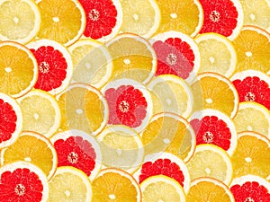 Abstract background with citrus-fruit of grapefruit, orange and