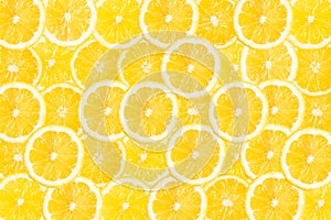 Abstract background with citrus-fruit of lemon slices. Close-up. Studio photography