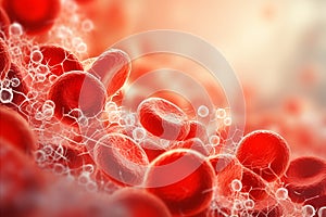 Abstract background with close up of blood cells, leukocytes, and erythrocytes for text placement