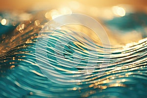 abstract background - close up of shiny metal surface with bokeh effect, A wave of turquoise glitter rippling against a sunlit