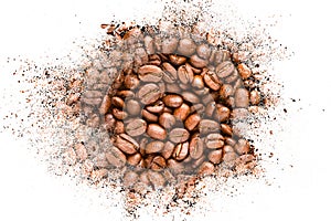 Abstract background of coffee beans explosion
