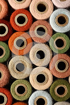 Abstract Background Collection of Antique Yarn Spools