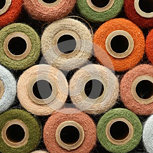 Abstract Background Collection of Antique Yarn Spools