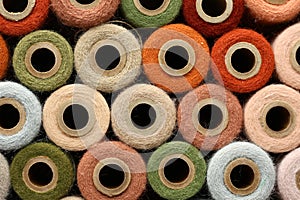 Abstract Background Collection of Antique Yarn Spools