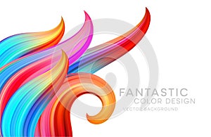 Abstract background with color fantastic waves and floral scrolls. Modern colorful flow poster. Wave Liquid shape. Art