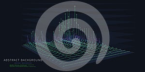 Abstract background color graph in net from circles and noisy lines on dark. Technology wireframe concept data plexus in virtual