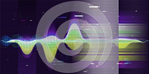 Abstract background with color sound wave lines and blurred lines . Technology signal  sound wave  on dark. For music wave poster