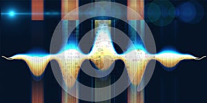 Abstract background with color sound wave lines and blurred lines. Technologyl data sound wave and spot light. For music wave