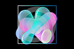 Abstract background. Colored bubbles on a black background with a frame